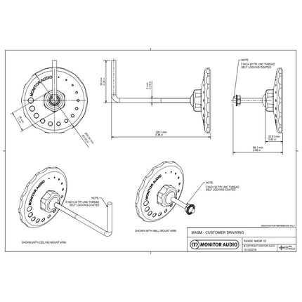 Speaker Mount  天吊り／壁面用ブラケット（1個）（Radius 45 / Radius 90 / MASS-2G Satellite 専用ブラケット） MONITOR AUDIO